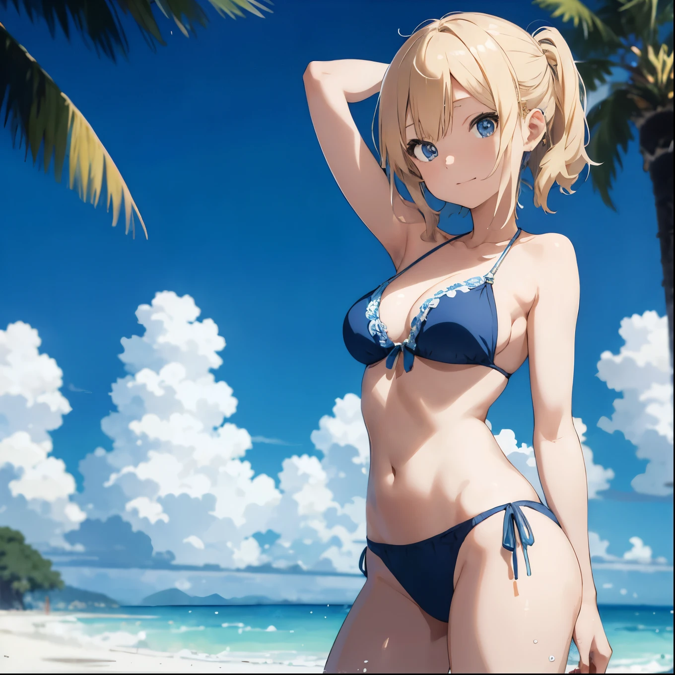 Blonde girl drawn in high definition Japanese anime style、whole body、Women in blue bikinis taking photos on a deserted beach, Bikini Model, , A young and cute gravure idol, Posing together in bras, Russian and Japanese mix, sakimichan, Asian woman, Wear a swimsuit, that'that'that'that'that'that'that'that'that'that'that'that'that'that'that'It's hot with the shining sun, Japanese Model, Cute Core, sakimichan hdri, Young Gravure Idol, Chubby