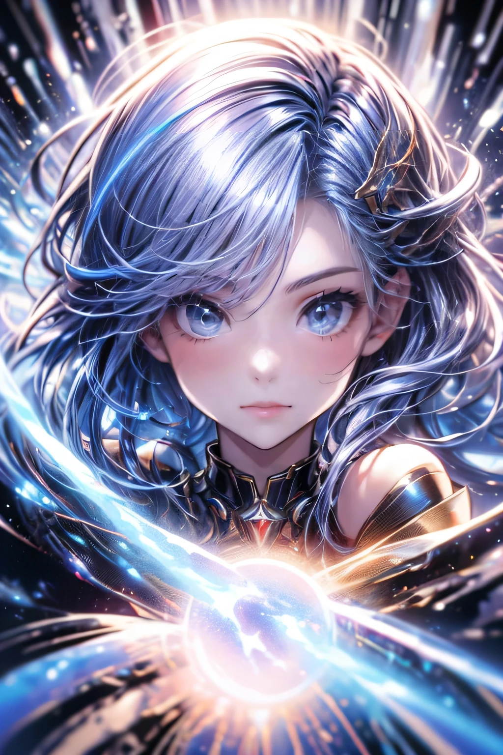 fantasic illustration, warp effect, masterpiece:1.2, highest quality, highres, 16k, beautiful detailed, ultra-realistic, photo realistic:1.37,  beautiful girl who transcends time and space, through the subspace field connecting circular stargates,  posing of passing through a stargate, growing glay eyes, shining pupils, blushed cheek, shiny rosy lips, beautiful delicate(hair, face, eyes, pupils, stargate)