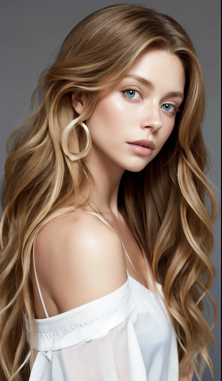 a woman with long hair and a white shirt posing for a picture, Portrait of Sophie Mudd, Brunette with dyed blonde hair, Jodi Bateman, Sydney Sweeney, Daniela Uurig, No makeup, wavy hair, nodded, Ellie Victoria Gale, Bernardini&#39;s Olivia, Sidney Hanson, Very beautiful face, Profile photo, Miranda Kerr, Gorgeous and attractive face