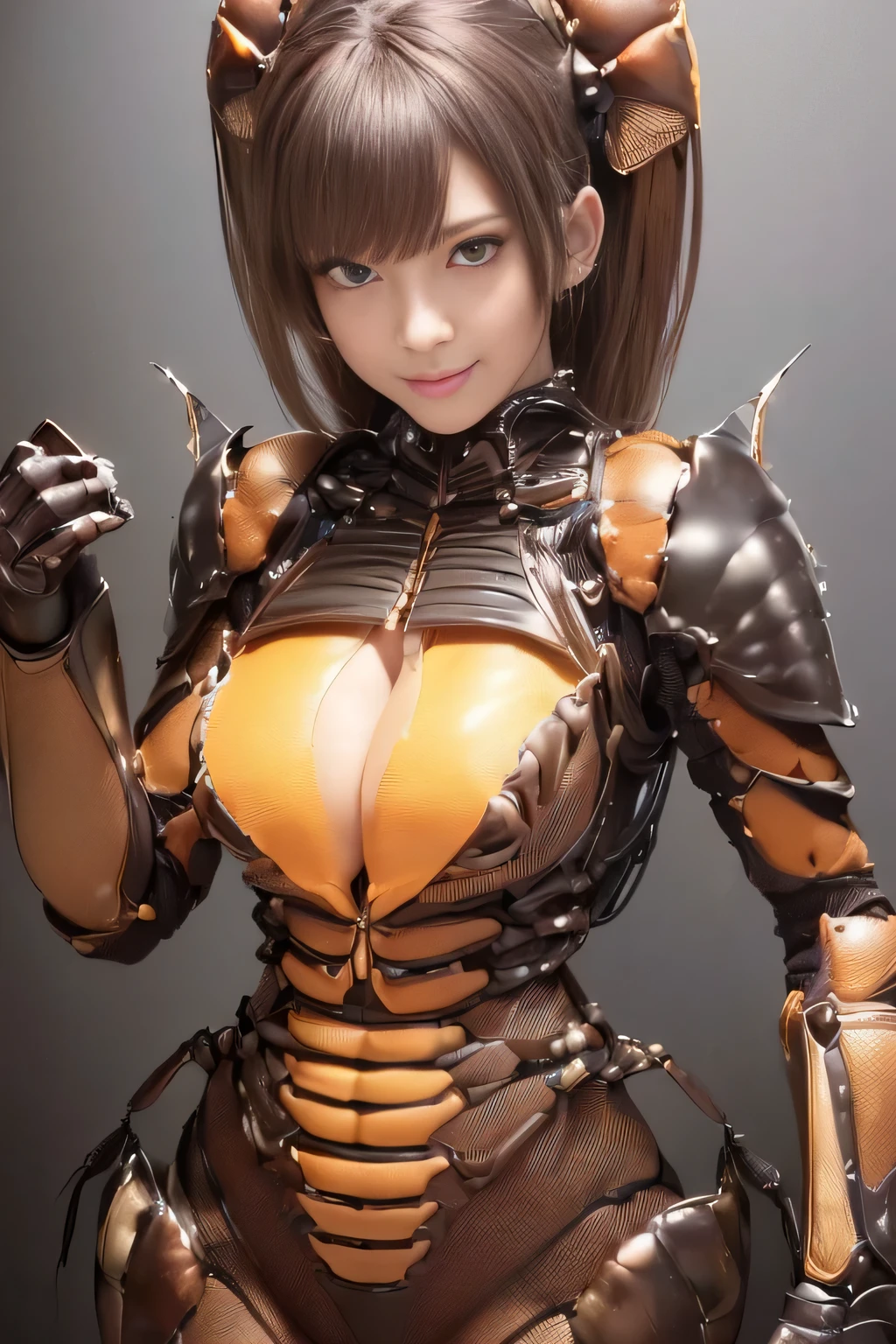 (high resolution,masterpiece,best quality,extremely detailed CG, anime, official art:1.4), realistic, photo, amazing fine details, all intricate, gloss and shiny,awesome many layers, 8k wall paper, 3d, sketch, kawaii, illustration,( solo:1.4), perfect female proportion,villainess, (fusion of dark brown cockroach and lady:1.4), (brown cockroach form lady:1.2), (brown cockroach lady:1.2), (fusion:1.2), (solo:1.4), (evil smile:1.2), muscular, abs, (cockroach brown exoskeleton bio insect suit:1.4), (cockroach brown exoskeleton bio insect armor:1.2), (brown transparency cockroach wing:1.4), (brown cockroach antennae:1.3),