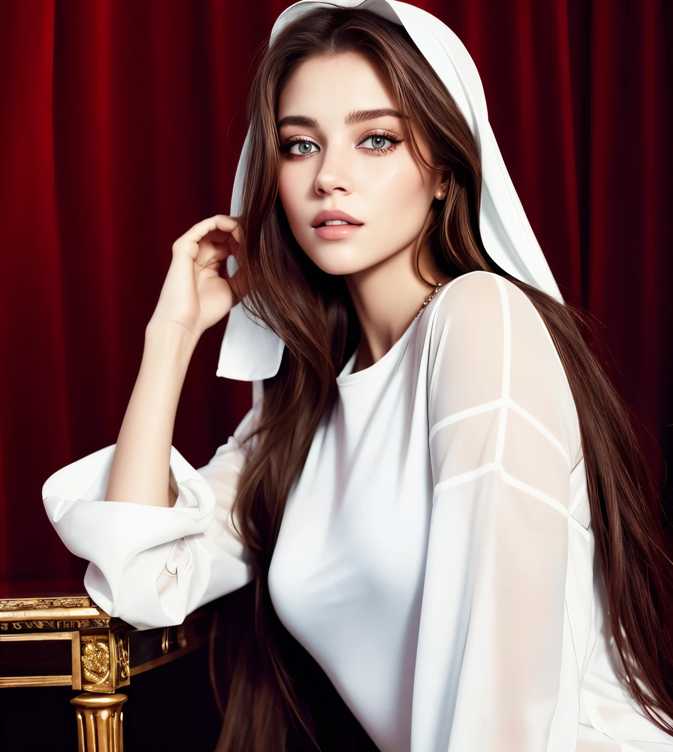 Arabian style woman with long hair and white shirt posing for a photo, Portrait of Sophie Mudd, Anna Nikonova、Also known as New Milky, portrait of Barbara Palvin, Barbara Palvin, Attractive girl, Julia Razumova&#39;s style, Beautiful girl model, Gorgeous young model, Beautiful model girl, Anastasia Ovchinnikova, Beautiful girl