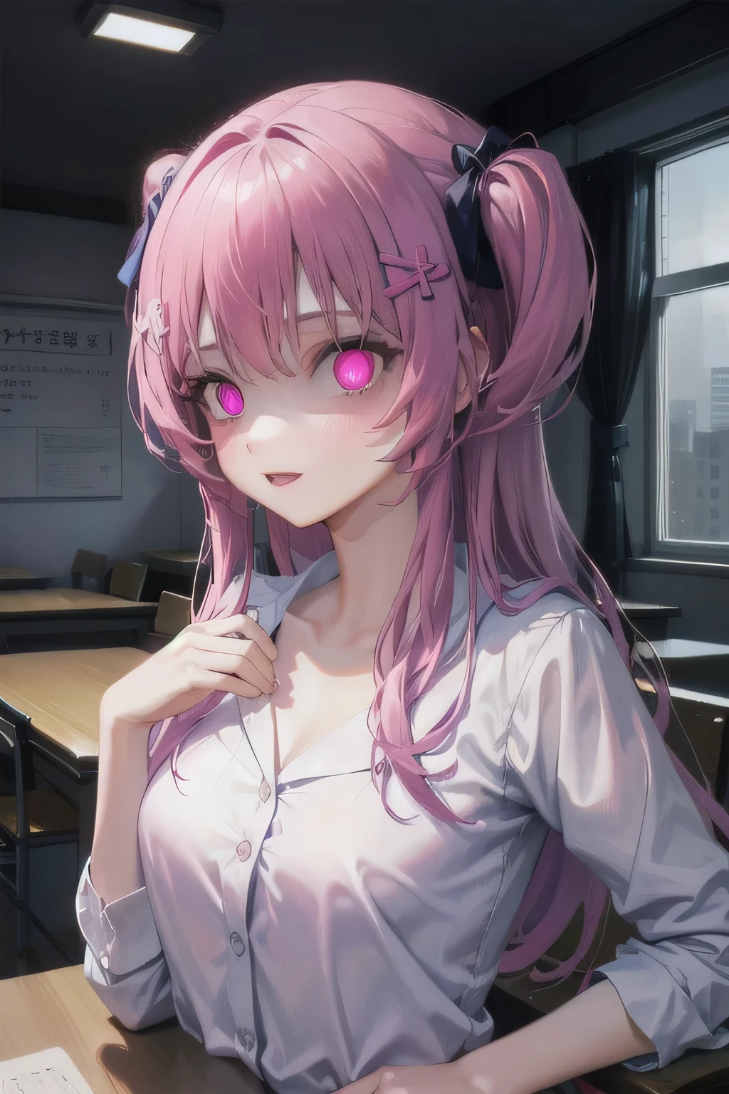 (Tabletop:1.0), (highest quality:1.4), (High resolution:1.2), From the side,Sharp contours, boyish, highest quality, masterpiece,Glasses,Voice of the Heart,yandere,Browsing Caution,classroom,nude,facial,Excessive ,Chest to chest,Upper Body,Ecstasy,saliva,blush,Squint your eyes,Heterochromia iridis