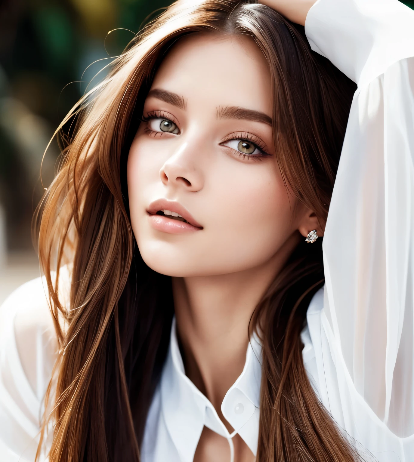 Arabian style woman with long hair and white shirt posing for a photo, Portrait of Sophie Mudd, Anna Nikonova、Also known as New Milky, portrait of Barbara Palvin, Barbara Palvin, Attractive girl, Julia Razumova's style, Beautiful girl model, Gorgeous young model, Beautiful model girl, Anastasia Ovchinnikova, Beautiful girl