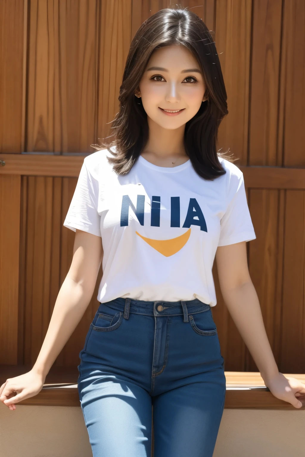 (((The color is dark navy blue only panties)))、((white t-shirts))、((1人))、(((short-hair)))、((Pose cutely))、((Classroom))、((18 year old beautiful girl))、A slight smil、((Outstanding style))、A sexy、Photorealsitic、Beautiful detailed eyes、Hyper-Realism、highcontrast、Ultra HD、realistic skin textures、Top image quality、top-quality、超A high resolution、Fine details、Very meticulously