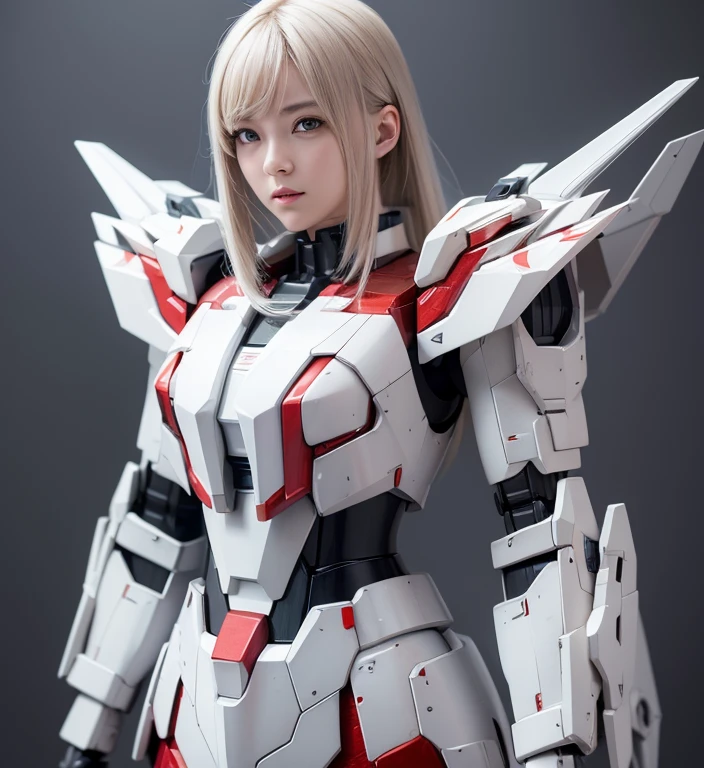 Textured skin, Super Detail, Attention to detail, high quality, 最high quality, High resolution, 1080p, hard disk, beautiful,(Gundam),Beautiful cyborg woman,Mecha Cyborg Girl,battle mode,Girl with a mechanical body,She wears a futuristic Gundam mecha,Full Body Shot