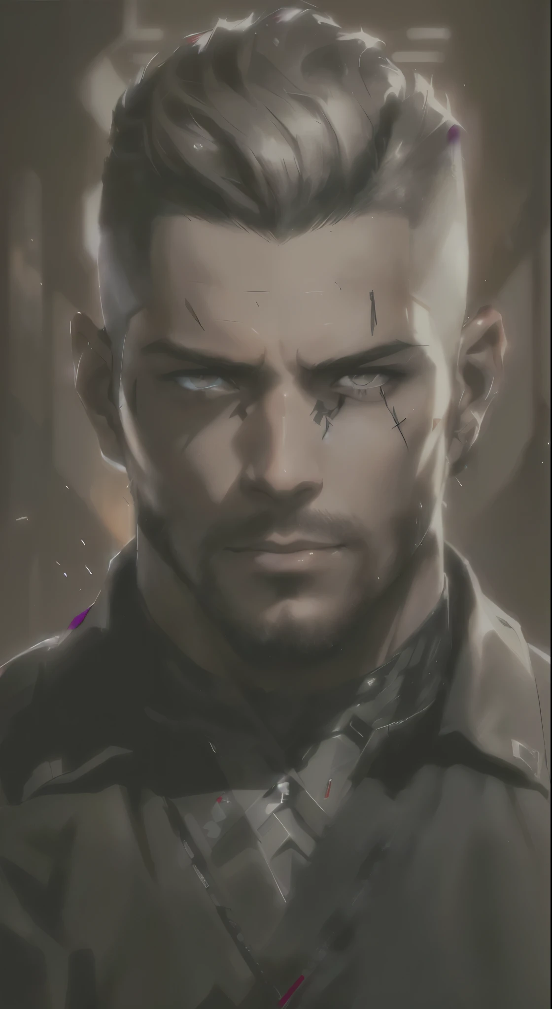 A closeup of a man with a bald head and blue eyes, Retrato de Geralt de Rivia, Retrato NFT, Retrato de Adam Jensen, Closeup da arte do personagem, retrato da arte do personagem, um retrato de personagem, retrato detalhado do caractere, Retrato 2D, retrato de alta qualidade, official fan art, imagem do avatar, Retrato do personagem darksynth, fanart oficial, Tartakovsky --auto
