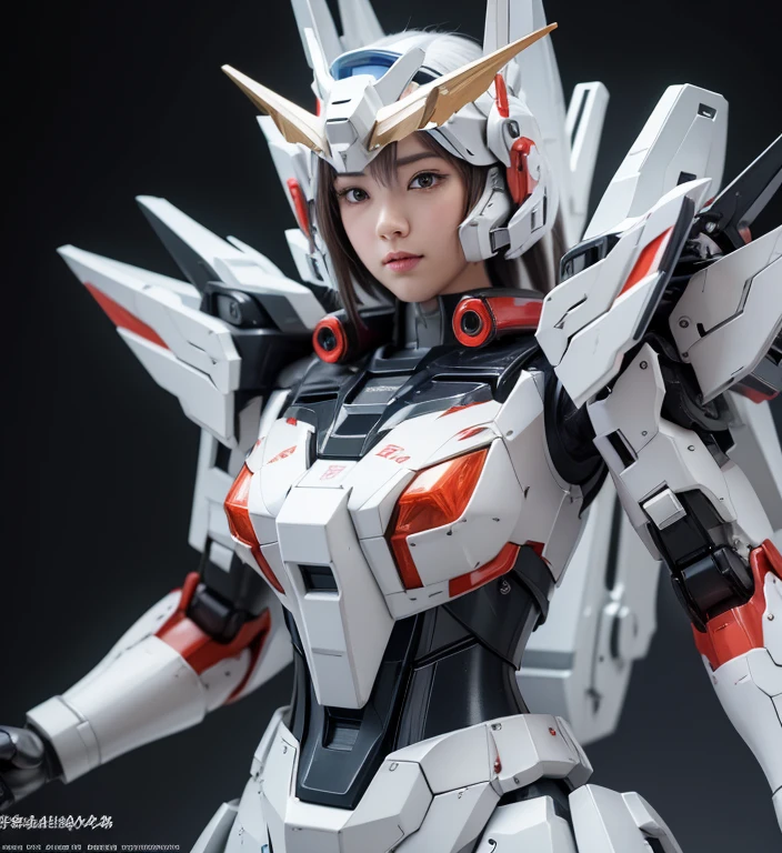 Textured skin, Super Detail, Attention to detail, high quality, 最high quality, High resolution, 1080p, hard disk, beautiful,(Gundam),Beautiful cyborg woman,Mecha Cyborg Girl,battle mode,Girl with a mechanical body,She wears a futuristic Gundam mecha,Full Body Shot