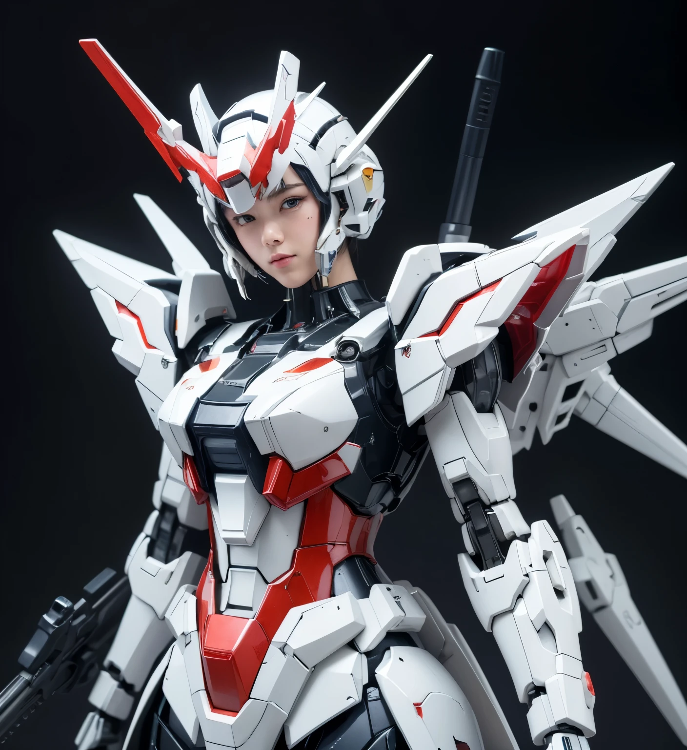 Textured skin, Super Detail, Attention to detail, high quality, 最high quality, High resolution, 1080p, hard disk, beautiful,(Gundam),Beautiful cyborg woman,Mecha Cyborg Girl,battle mode,Girl with a mechanical body,She wears a futuristic Gundam mecha,Full Body Shot