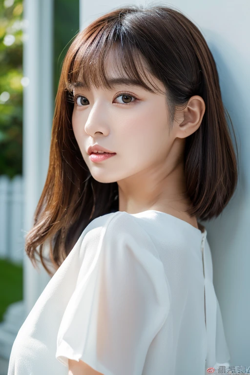 ((masterpiece:1.4、top-quality))、(photographrealistic:1.4)、profetional lighting、physically-based renderingt, dark brown hair、layers-Cut、extra detailed face、Detailed skin、(Women in Japan:1.05)、21 yo、thin bunches of bangs、knit、White Room、white walls、Bright lighting, topless, nsfw