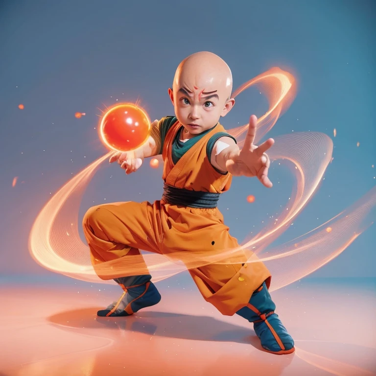Krillin, Form an action battle, bald, Genuineistic, Genuine,Six red dots on the forehead