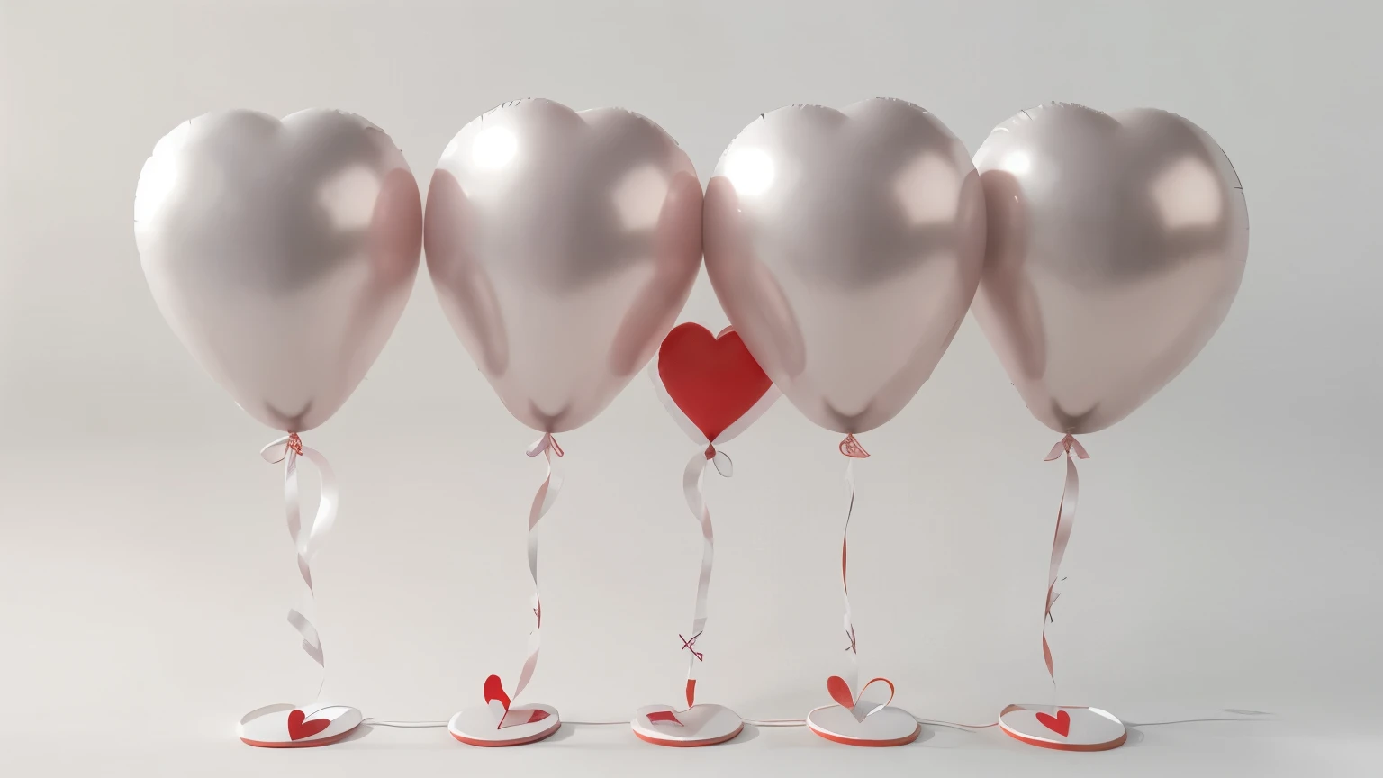 heart balloons, 3d, red, white background, sharp