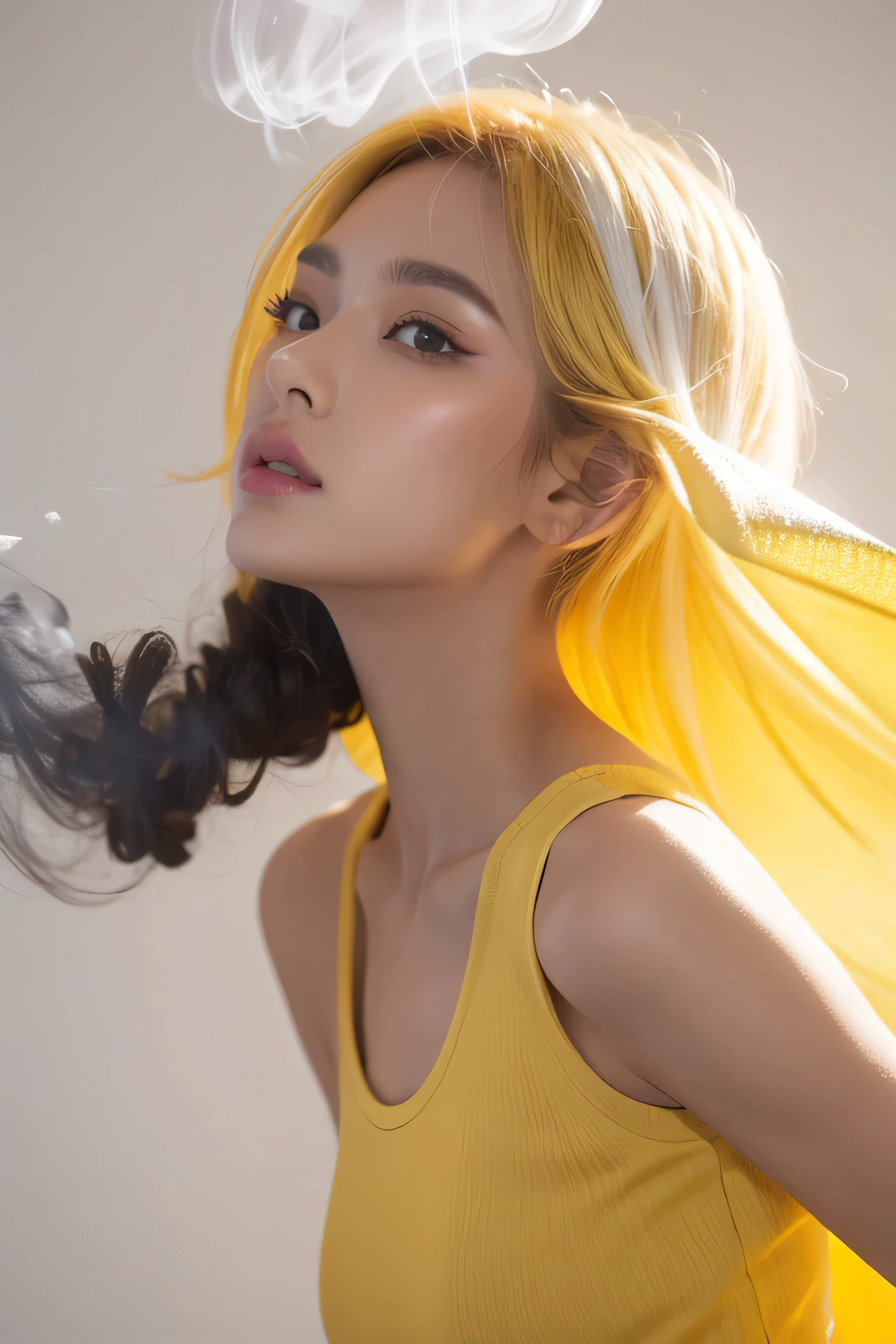 smoke yellow with white background