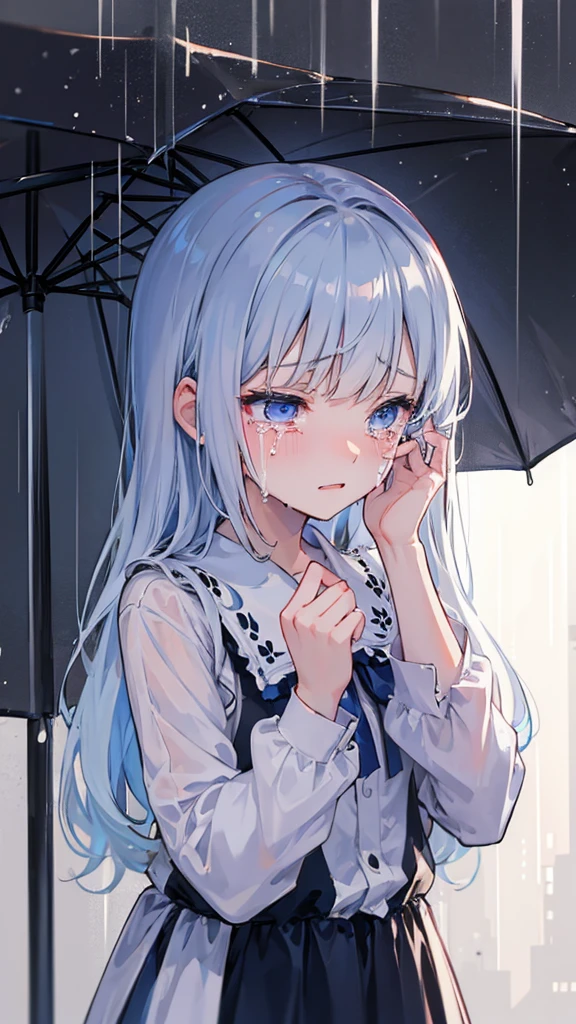 (crying:1.2) girl rain sad