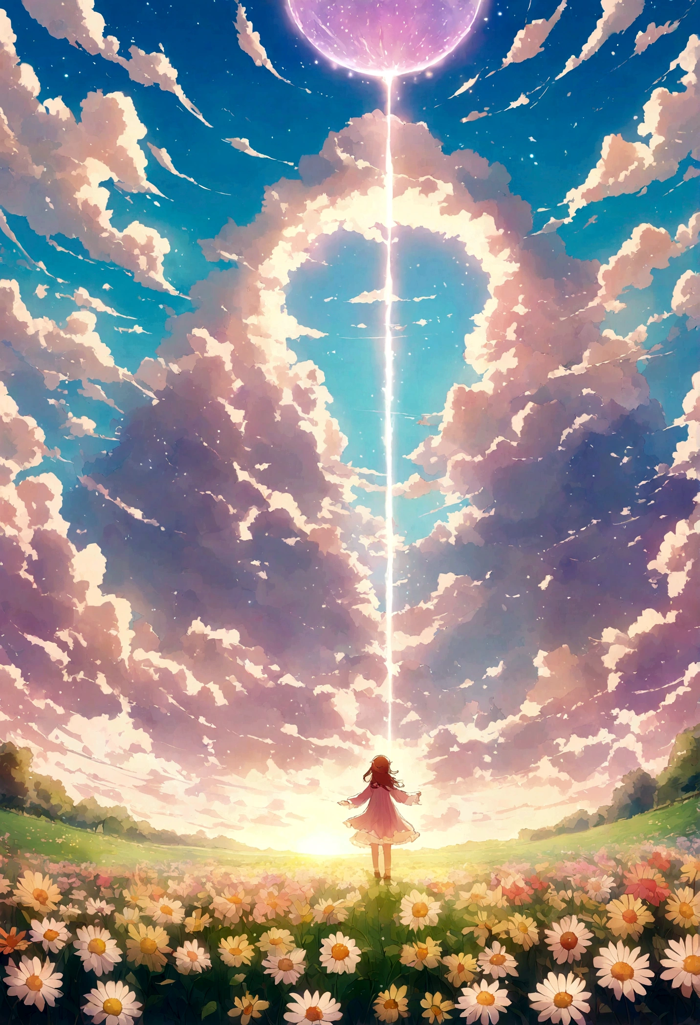field region, repleto de flores, on a beautiful sunny morning, open area, durante a primavera, montanhas ao fundo da imagem, animation style, cartoon