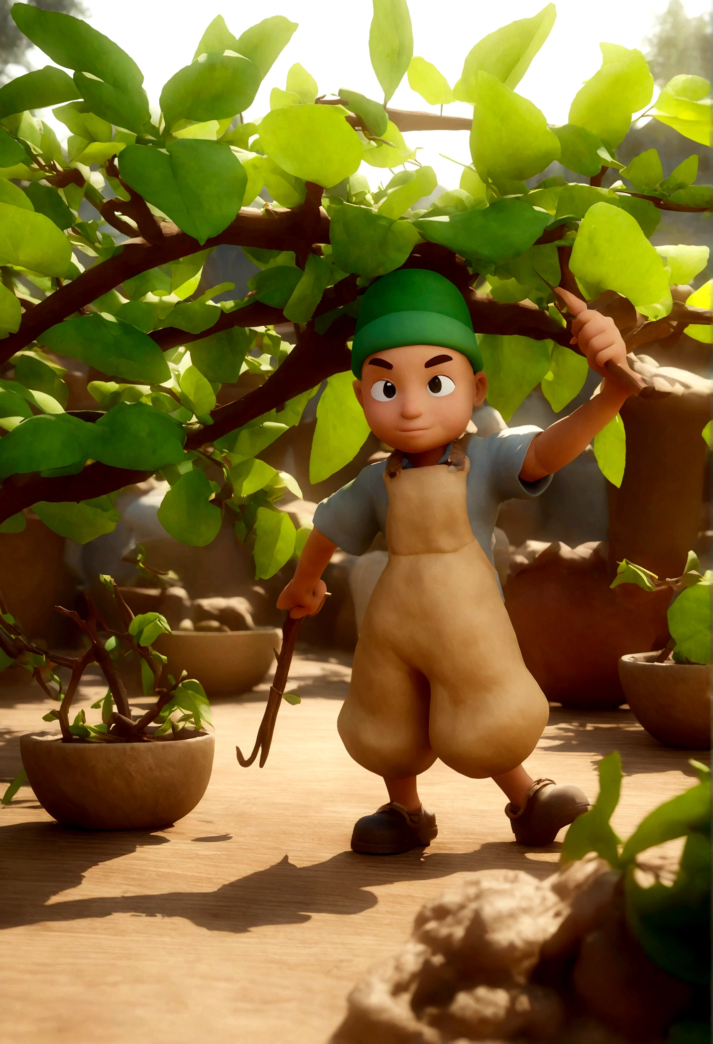 
A gardener tending a lush garden，He carefully pruned each branch.，Remove weeds，Ensure that trees can fully absorb sunlight and nutrients。一個戴著黑眼鏡和藍色襯衫的男人的Cartoon Characters, Animated Characters, Stylized characters, Animation style rendering, 3D stylization, Arnold Maya Rendering, 3D rendering style, Cartoon Rendering Keyshot, 3D Characters, 3D rendering style, 3D character rendering, Cartoon Characters, Close-up characters, Character poses, Pixar style, Main part:1.2, Bokeh, best quality, Delicate skin, Detailed texture, 8K, Clay, movie lighting, Clear focus: A gardener tending to a lush garden, carefully pruning each branch, removing weeds, and ensuring the trees get enough sunlight and nutrients. -0001

