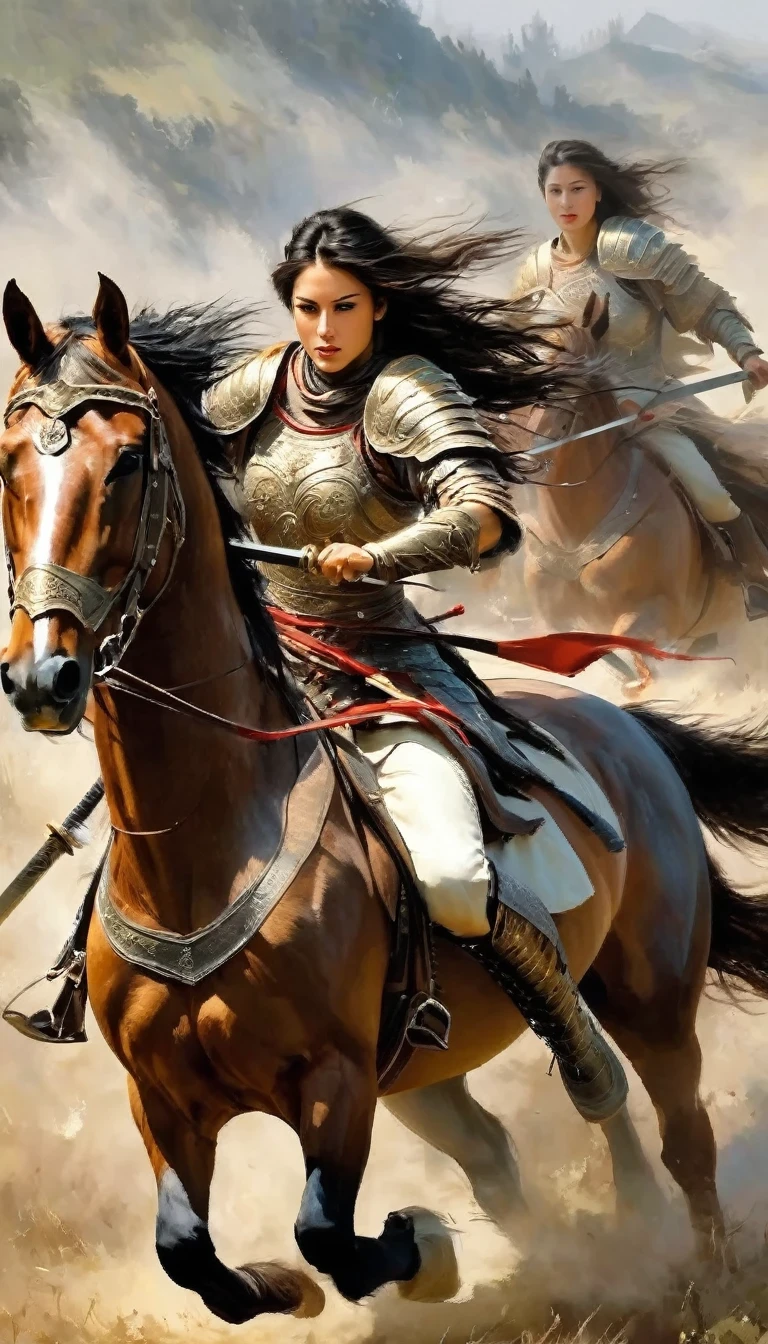 Female Warrior/Female Warrior，Horses gallop，Broadsword