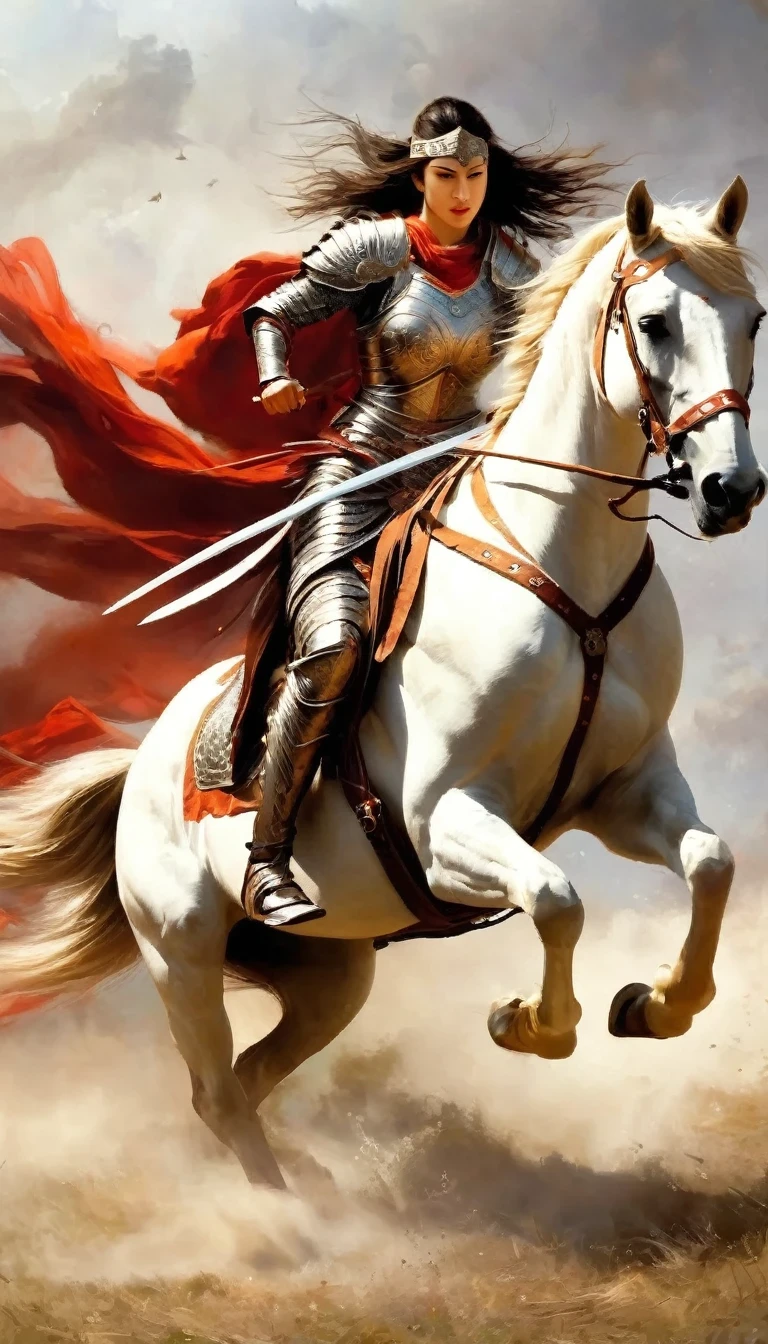 Female Warrior/Female Warrior，Horses gallop，Broadsword