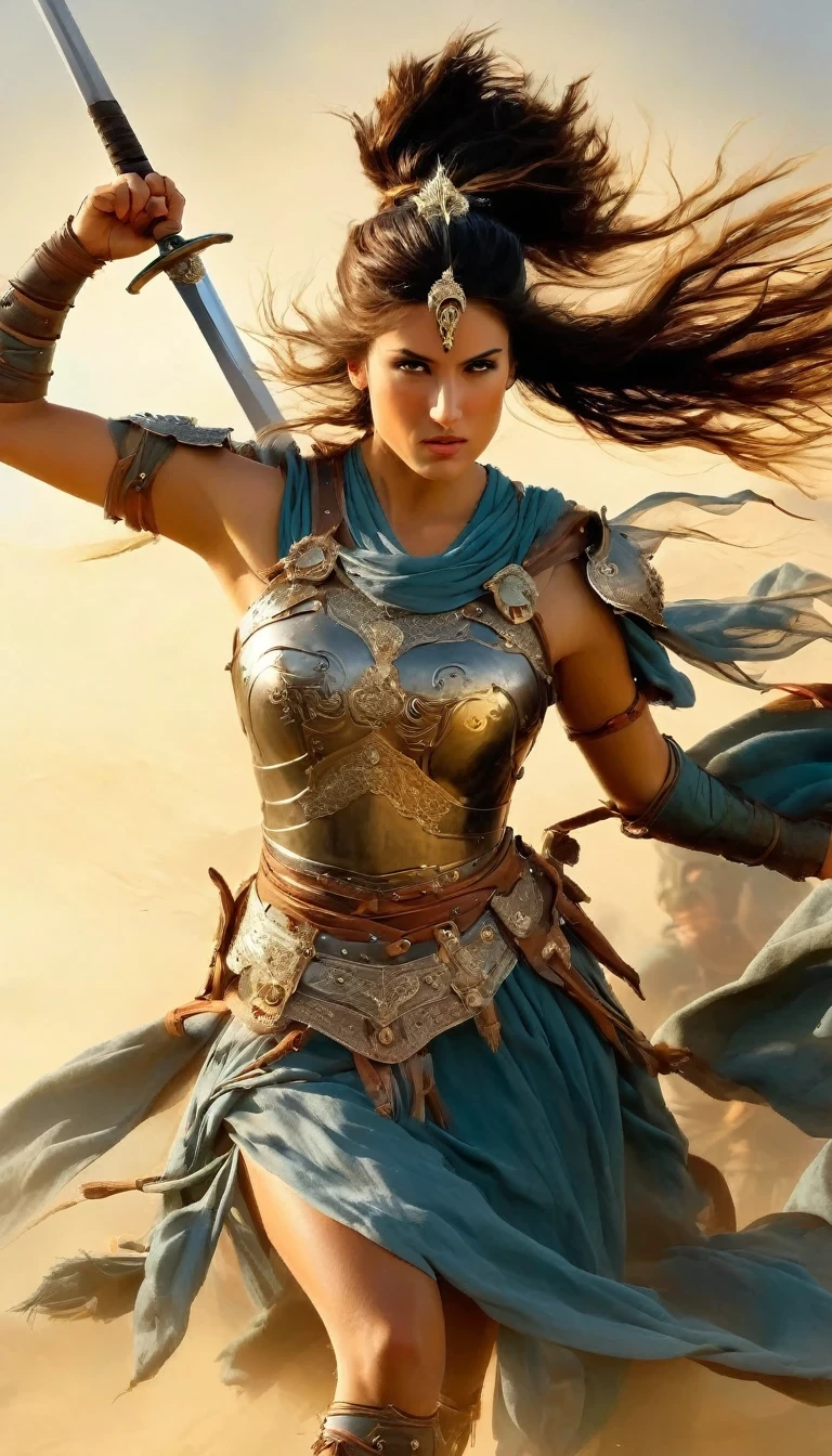 Female Warrior/Female Warrior，Horses gallop，Broadsword