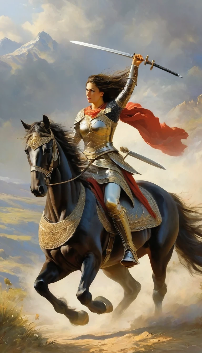 Female Warrior/Female Warrior,Horses gallop,Broadsword