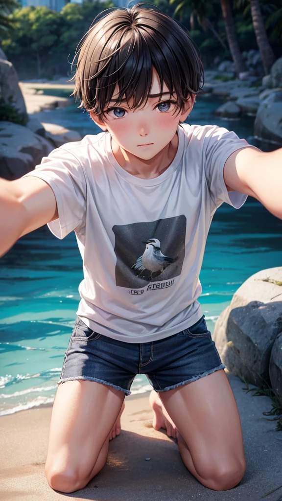 (BOY \(student, 15 years old, JK, short flowing silver hair, cosmic colored eyes, black , pale skin, tired face with no sparkle in the eyes\) is looking at the sky), (with falling wing feathers), beautiful sky, beautiful clouds, colorful summer flowers blooming here and there, (crystal clear bubbles shining through prisms here and there in the sky), there is a daytime moon and daytime stars in the sky , BREAK ,quality\ ( 8k, highly detailed CG unit wallpaper, masterpiece, high resolution, best quality, high quality genuine leather texture, highly realistic, resolution enhancement, RAW photo, best quality, highly detailed, wallpaper, cinematic lighting, ray trails, golden ratio\) , long-range shot