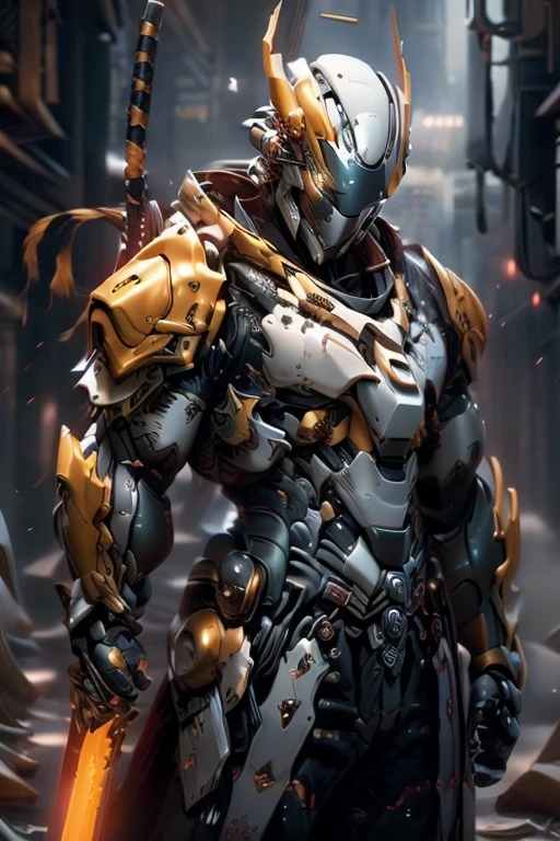 samurai robot, iridescent armor, conical hat, highly detailed, 8k, photorealistic, masterpiece, cinematic lighting, volumetric fog, dramatic pose, hyper-realistic metal textures, glowing energy effects, intricate mechanical details, dynamic action scene