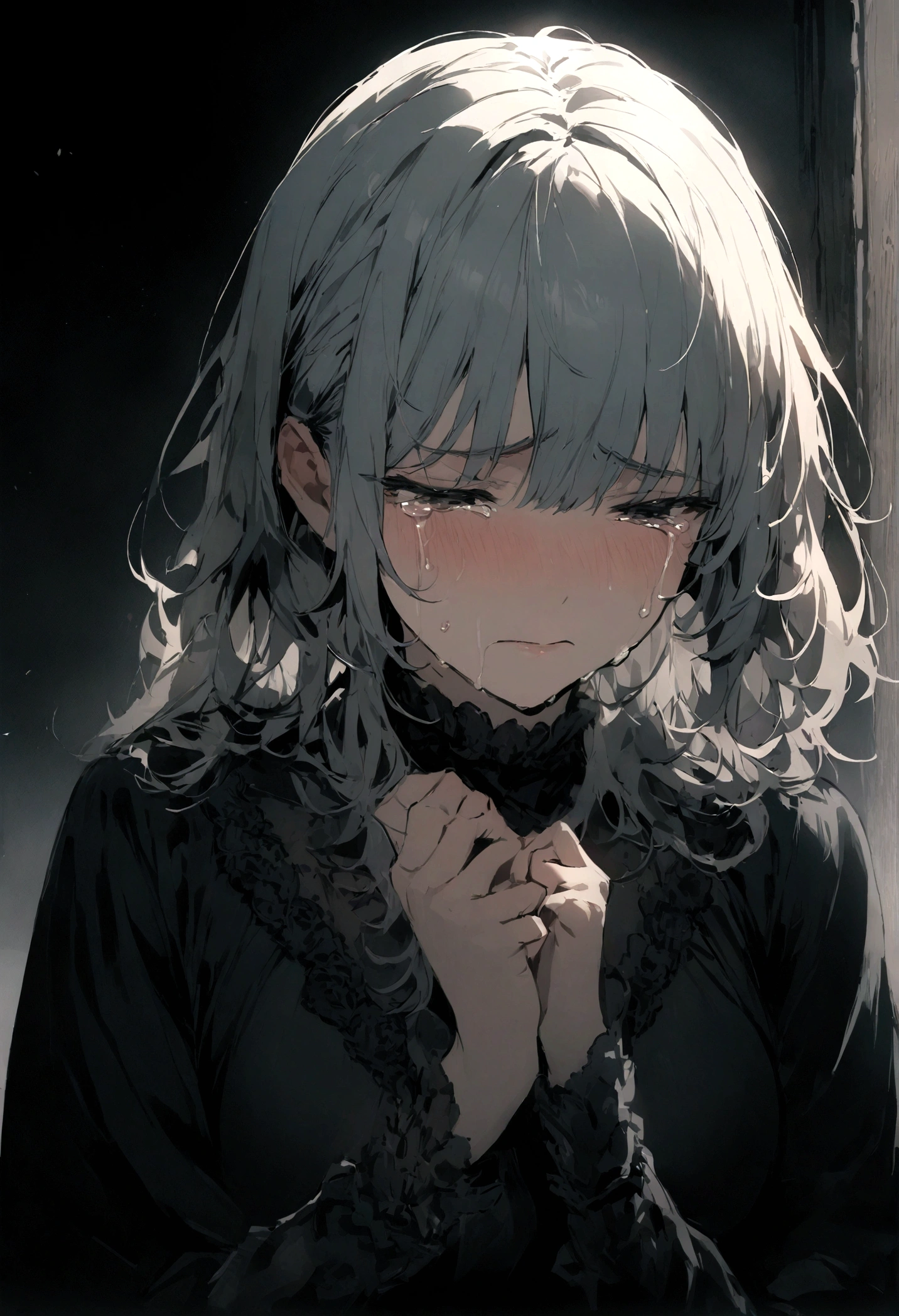 ((highest quality)), ((masterpiece)), (detailed),American Woman、Crying