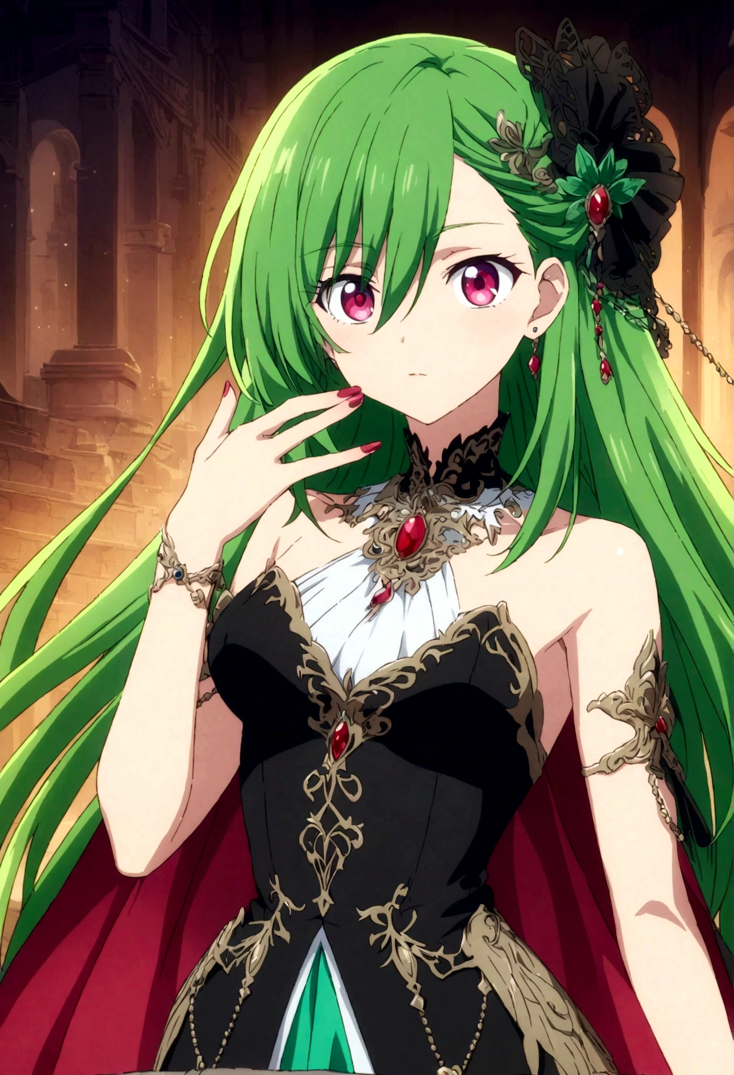muestrame una chica hermosa de ojos verdes cabello rojo anime