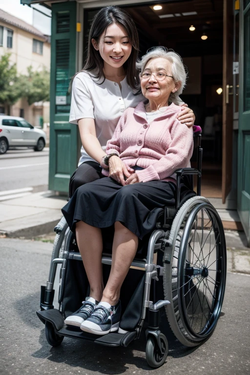 Wheelchair with mother
