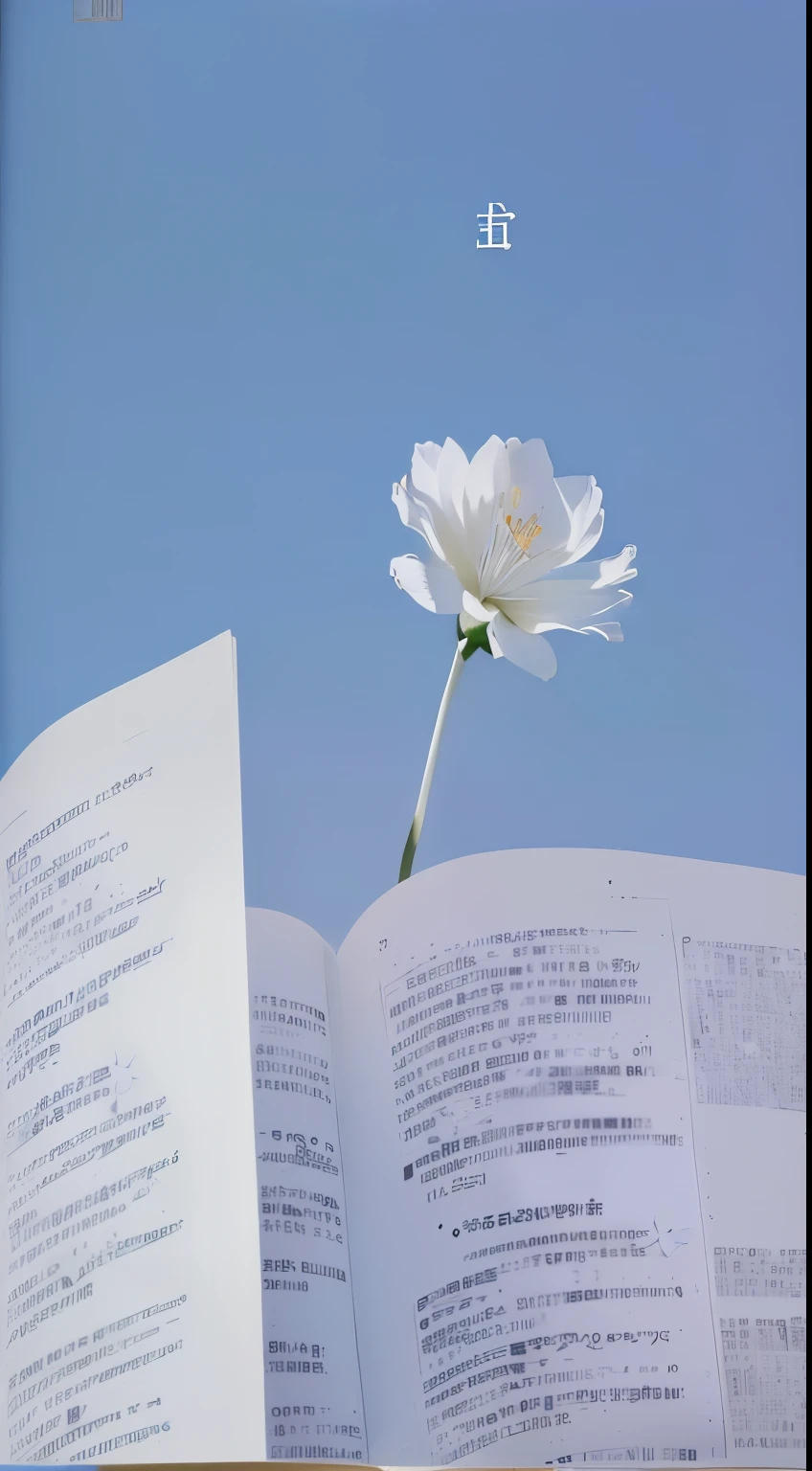 There is a white flower growing out of a book, Rinko Kawauchi, by Li Mei-shu, amazing composition, interesting composition, by Jan Rustem, author:Nakayama Masaru, breathtaking composition, Minimalist composition, knowledge intensive, Beautiful composition, Describing a flower, nice images, Books and flowers, look up