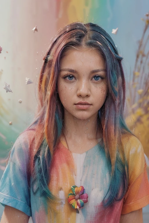 (Camiseta Moda Rosa:1.9),(cabelo colorido: 1.8), (all colors of the rainbow: 1.8),(((((vertical pintaring:1.6))), (pintaring:1.6),Frente, Comics, illustrations, pintarings, olhos grandes, olhos cristalinos,( rainbow color gradient high ponytail:1.7), Maquiagem requintada, boca fechada,(Pequeno Fresco: 1.5),(Clean the chest: 1.6) ,long eyelashes, camiseta branca ombro a ombro, Camisa de ombro branca,looking at the audience, grandes olhos lacrimejantes, (rainbow colored hair:1.6), respingo de cor, (Sozinho:1.8), respingo de cor, color explosion, thick pintar style, messy lines, ((brilhando)),(Colorida), (Colorida), (Colorida), Colorida, Thick pintar Style, (Respingo) (Color Respingo), Vertical pintaring, tronco, pintar Respingo, Acrylic Pigment, gradiente, pintar, A mais alta qualidade de imagem, mais alta qualidade, Obra de arte, Sozinho, profundidade de campo, Face pintar, Colorida clothes, (elegante: 1.2), Maravilhoso,cabelo longo, vento, (elegante: 1.3), (petals: 1.4),(((Obra de arte))),(((melhor qualidade))),((ultra-detalhado)),(illustration),(dynamic angle),((Flutuando)),(pintar),((cabelo desgrenhado)),(Sozinho),(1 garota) , (((rosto de anima detalhado))),((lindo rosto detalhado)),colarinho,Ombros nus,cabelo branco, ((Colorida hair)),((cabelo com mechas)),lindos olhos detalhados,(gradiente color eyes),(((Colorida eyes))),(((Colorida background))),(((High Saturation))),(((surrounded by Colorida splashes))),