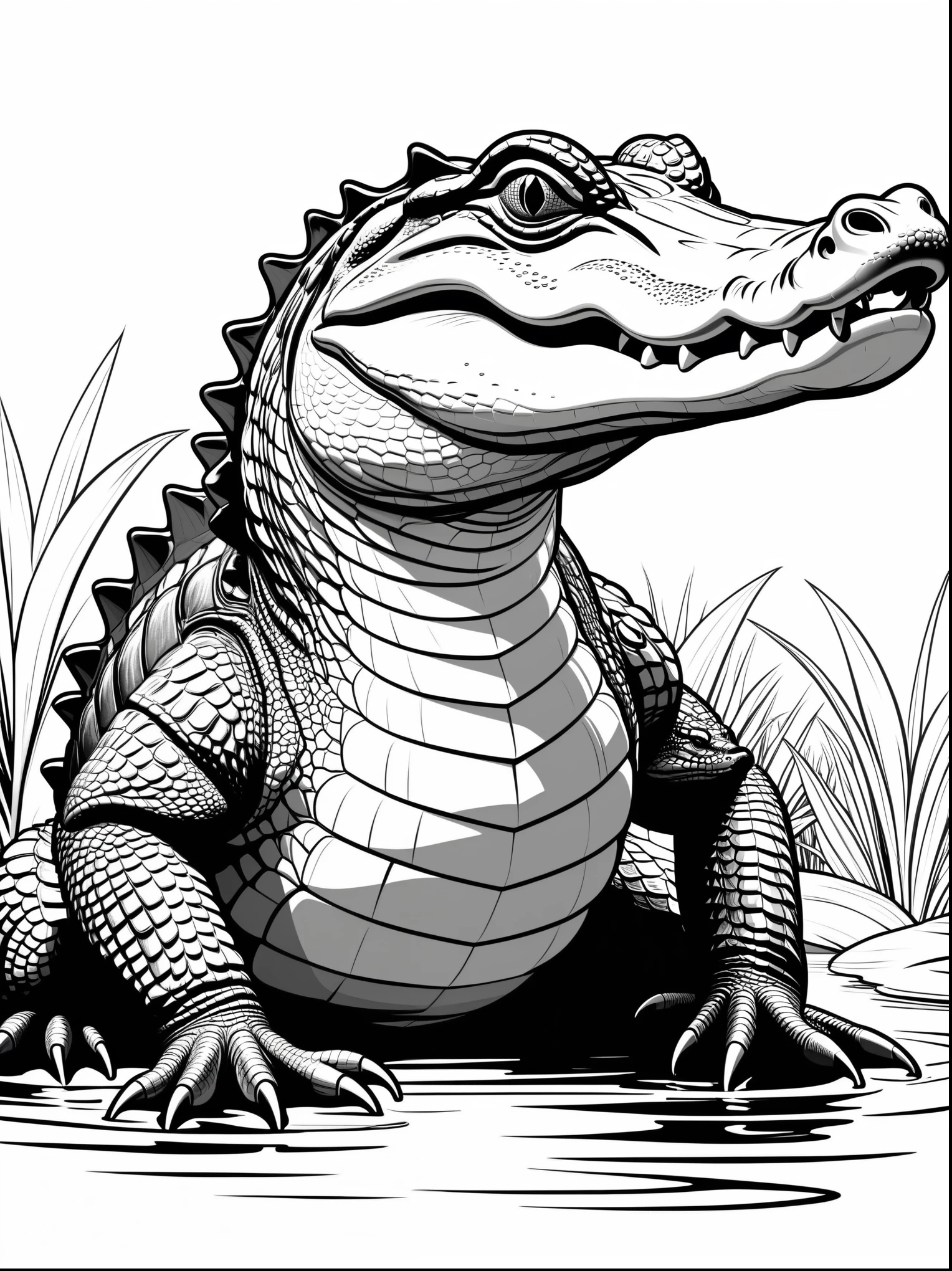 A LINE ART OF AN ALIGATOR
