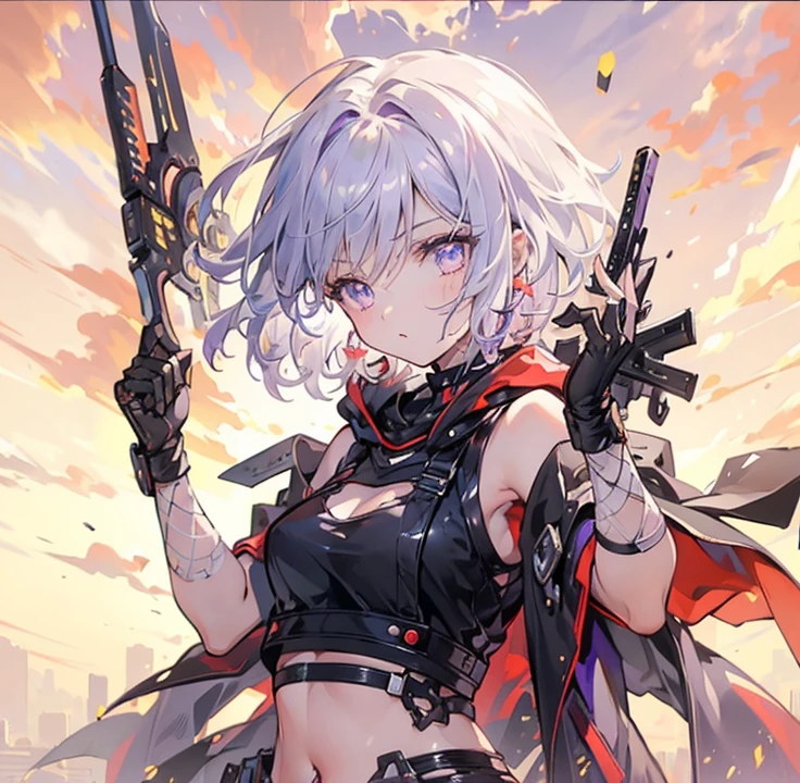 a woman in a short skirt and gloves holding a gun, from girls on the front line, Mechanized Valkyrie Girl, Des chevaliers, meilleur fond d&#39;screen anime 4k konachan, cyborg - girl with silver hair, from the Azur Lane video game, Guweiz, fille anime d&#39;female action, fine details. girls on the front line, cushart krenz key art feminine
