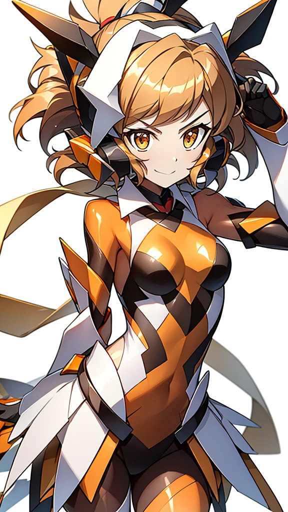 highest quality、Awesome portrayal、Esbian all over、symphogear、sound、Orange sound、Orange Hair、Orange eyes、Esbian all over、White background