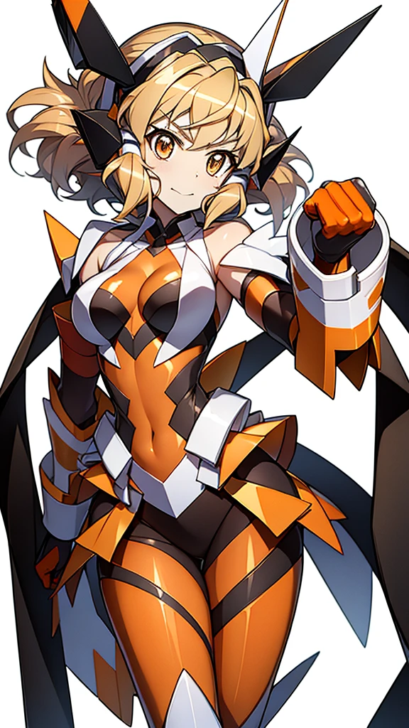 highest quality、Awesome portrayal、Esbian all over、symphogear、sound、Orange sound、Orange Hair、Orange eyes、Esbian all over、White background