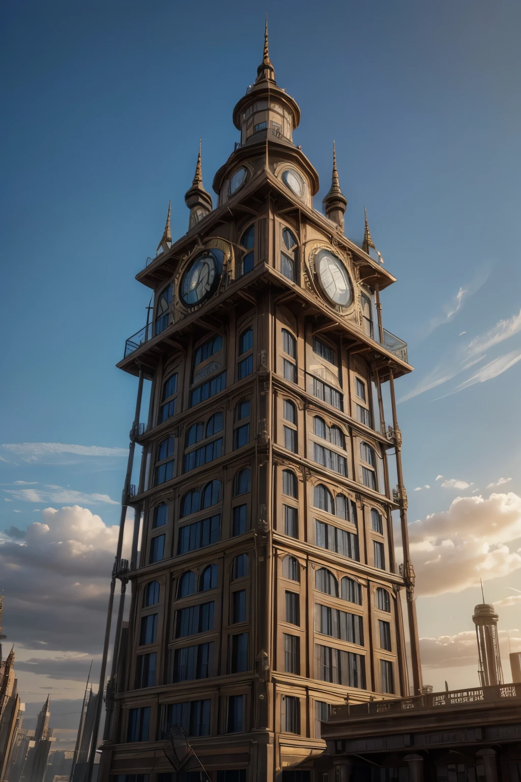 Generate what structures that have a steampunk design would look like