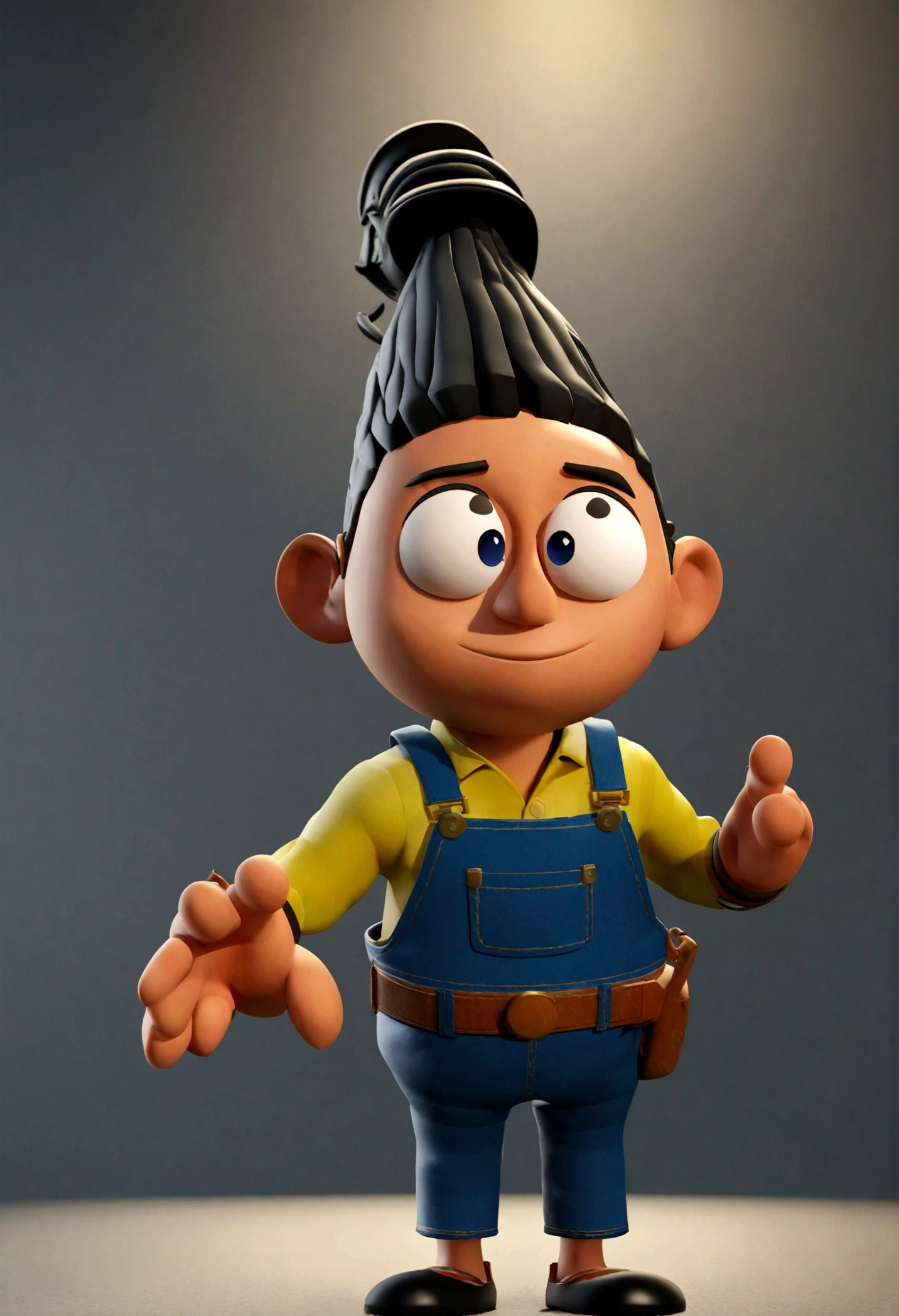 man standing, dressed in overalls, near 6 AXLE TRAIL, animation character, stylized character, animation style rendering, stylized 3d, Arnold Maya rendering, stylized 3d rendering, toon rendering keyshot, 3d character, character 3D, stylized 3d rendering, 3d character rendering, cartoon character, close-up character, character pose, (Pixar style) (master part: 1.2) (Bokeh) (best quality) (detailed skin) (detailed texture) (8k) (clay) (cinematic lighting) (sharp focus