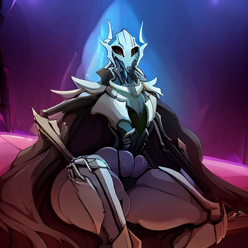 General grievous ,wide hips, hyper thighs, hyper ass, femboy, g-string black thong, posing seductively, by ASaneMan, alien strip club background, hi res, highly detailed, shading, ultra high quality  