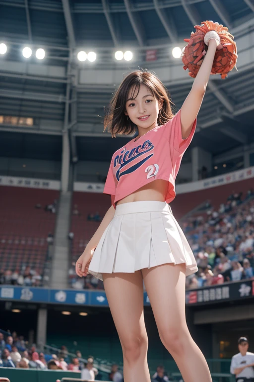 Pubic hair grows、Smile full of happiness、((:1.3))、、、Panting face、Lacking、After being attacked、Sweating、Expression in a state of excitement、short-hair、eye glass、((:1.1))、Pink panties seem to flicker、((1 beautiful girl)), extremely detailed CG unified 8k wallpaper, Highly detailed, RAW color photo, Professional Photography, Realistic, top-quality、hight resolution、ultra-detailliert、masterpiece、Raw photography、realisitic、Photorealsitic、extremely delicate and beautiful、finely detail、Textured skin、full-shot、(Sky from below)、1womanl、japanes、22year old、(Professional Baseball Team Cheerleading)、(Cheering seats in the stadium)、(beauitful face:1.5)、(Showing white panties:1.2)、(Highkick:1.5)、itting open legs、Open your crotch、(Pubic hair sticking out of panties)、Cheering uniform、(a miniskirt:1.5)、tall、Brown hair、Wearing makeup、(Bare legs:1.5)、Do not wear anything on your arm、perfectly proportions、(At SFW)