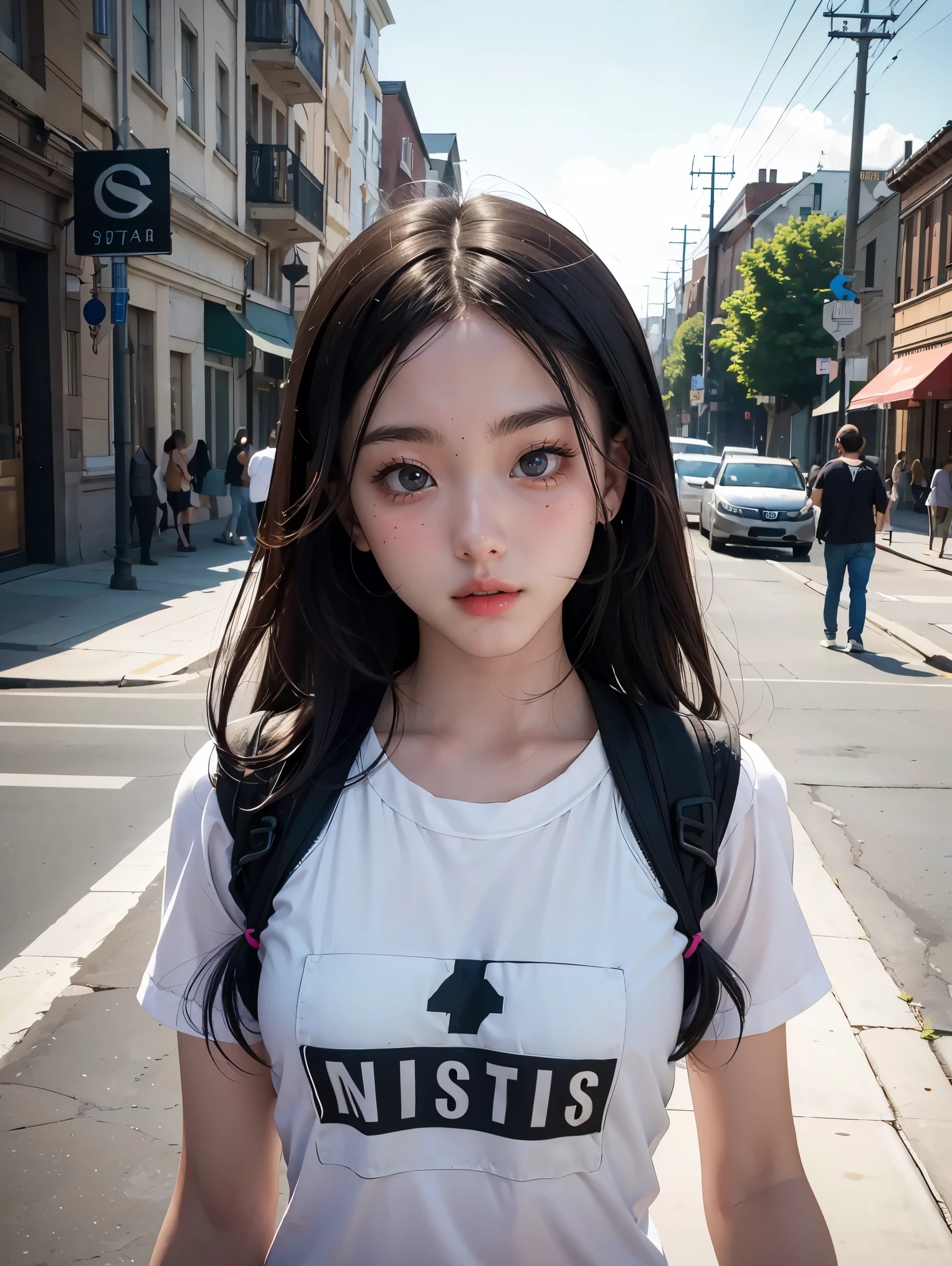 1girl, cute, young, skinny, (3N1DS1NCL41R:0.9), realistic photo, extreme detail, street photo, {best quality}, {{masterpiece}}, {highres}