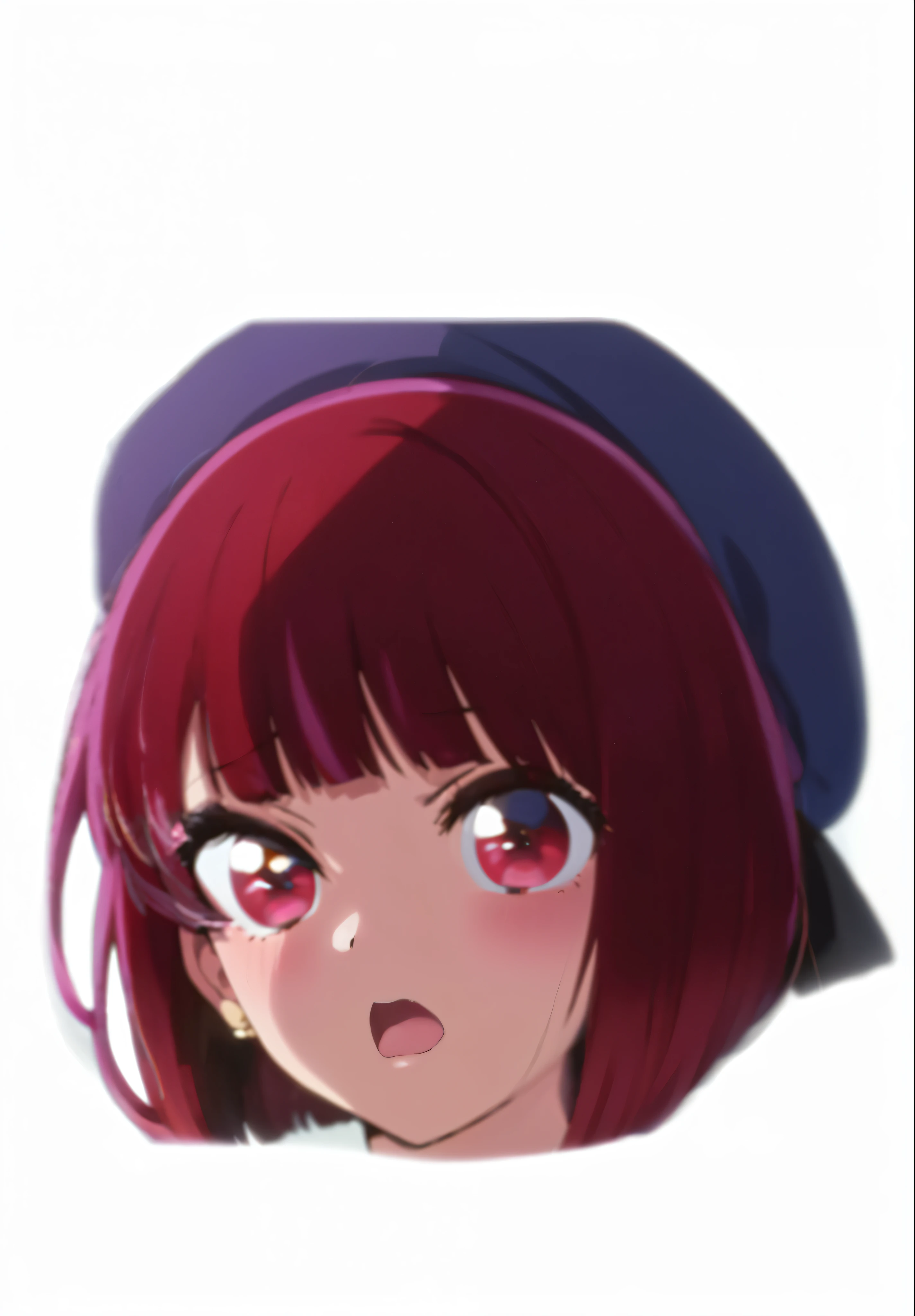 masterpiece, highest quality, ultra high resolution, highest quality, anime style, best writing, beautiful face, masterpiece, very detailed, (1 girl:1.2), redhead, , large red ribbon on the chest, Big eyes、Expressionless、morning, Exterior background,8K, short hair, beret, shining eyes, (Point to yourself:1.3), face focus