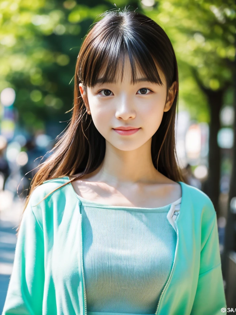 Photoreal, 8K full-length portrait, Beautiful woman, attractive look, Clear system, 16 years old, Tokyo, In 2024, spring, Shibuya in the background