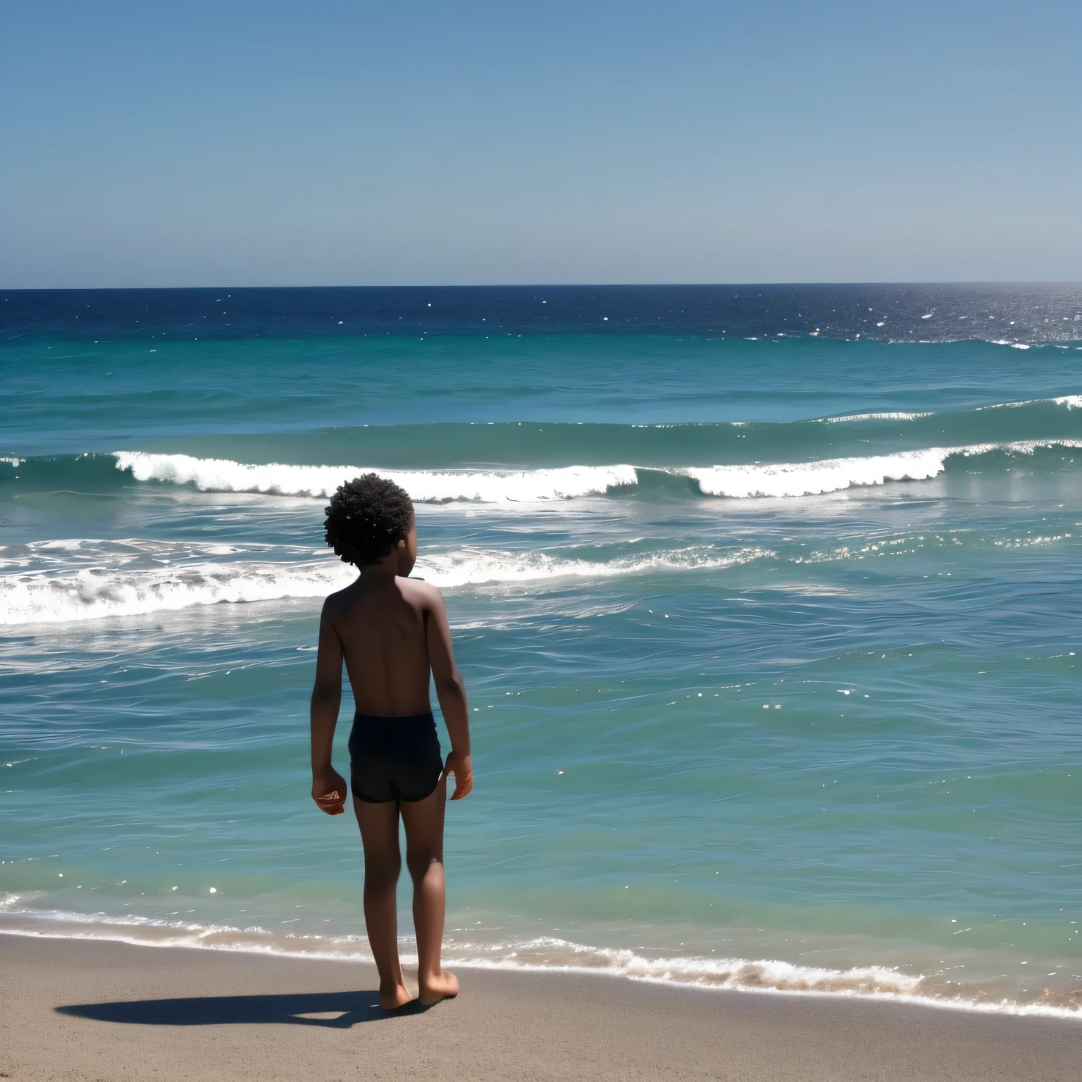 Black  man looking at the sea