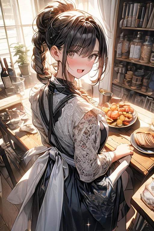 Maids、Maids pinafore、Knives、Tray、sea side、supreme、Beautiful fece、Magnificent、