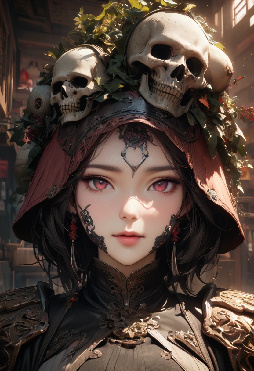 In China, There are several strange animal heads hanging on the walls, (Facial detail optimization: 1.5) (masterpiece), (advanced: 1.5), Top CG, best quality, Correct proportions, Perfect composition, High quality details, Perfect details, (Super detailed CG: 1.2), (8K: 1.2), Practical, Octane Rendering,