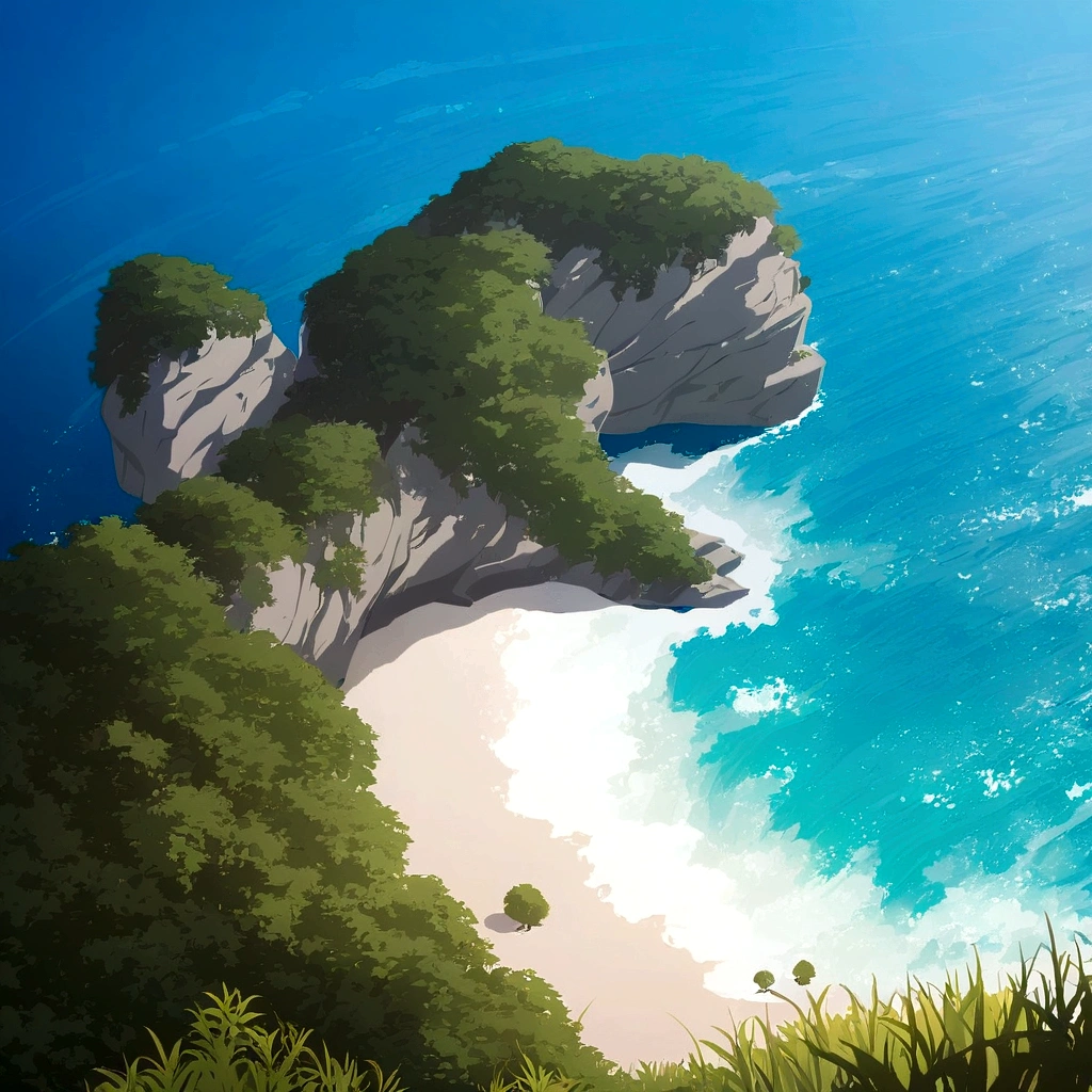 ghibli style landscape, flat style