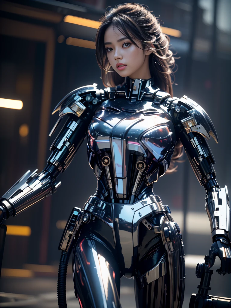 Mecha Beauty(best quality, details, masterpiece, , 4k, Chiaroscuro,Bust photo super realistic super realistic, Highly detailed Canon video )