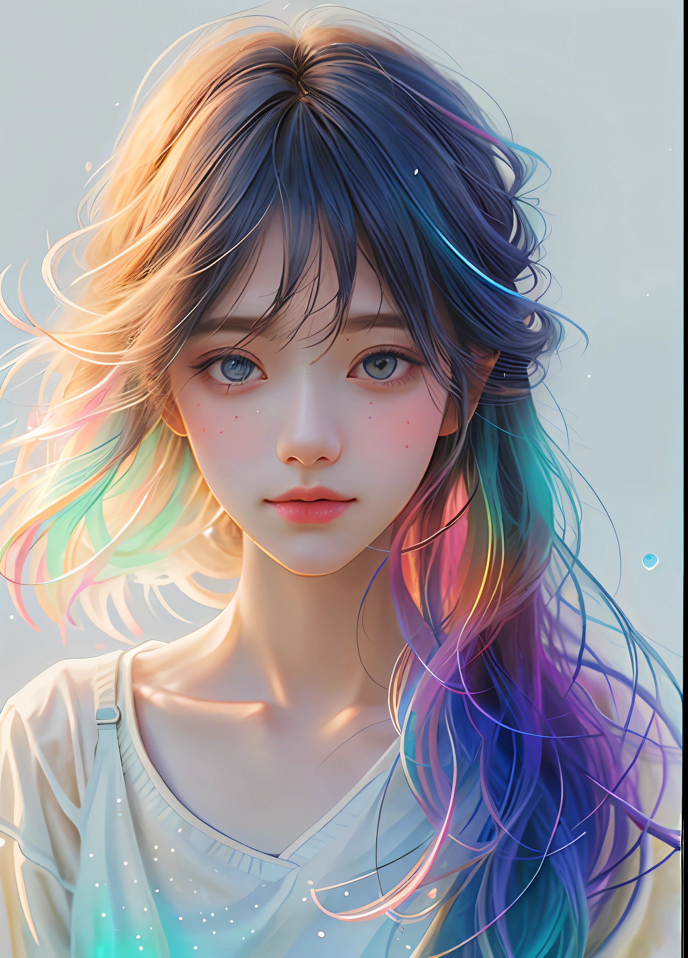 woman with agnes cecile, glowing design, pastel colors, ink drops, autumn lights