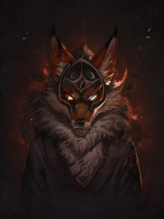 Solo una Mascara de kitsune hombre,kitsune negro, yokai mask, tatoo style, japanese spectre