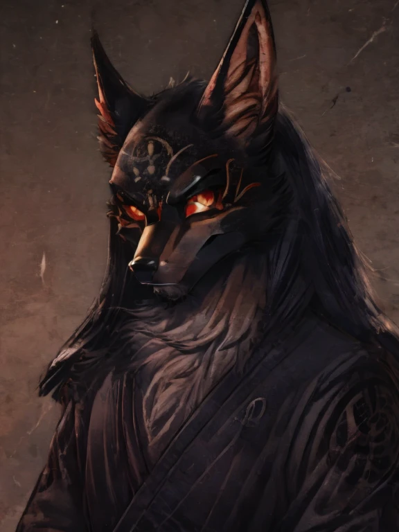 Solo una Mascara de kitsune hombre,kitsune negro, yokai mask, tatoo style, japanese spectre