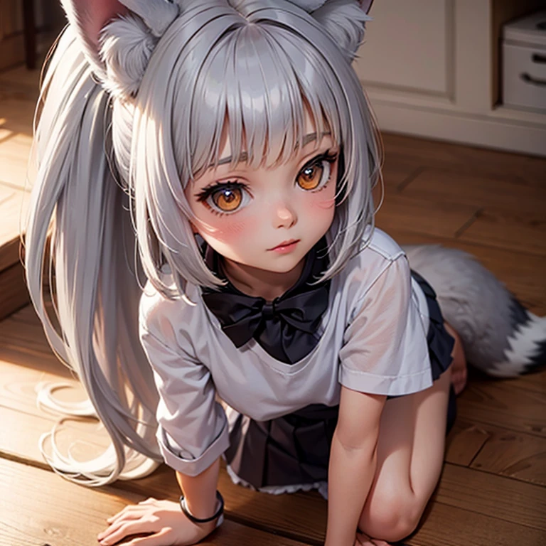 Fox Girl, Fox&#39;s Tail, Nine-Tailed Fox,Fox Ears, Black colored hair, Fox Makeup, Kimono with open chest, kimono, Nice body, Avatar, face, Open chest, lewd face, Dominant representation, naughty face,Big Breasts,Emphasize cleavage,Show bare skin、Skin is visible、Opening the legs、Show off your thighs、With legs apart、A beautifully patterned kimono、I can see her cleavage